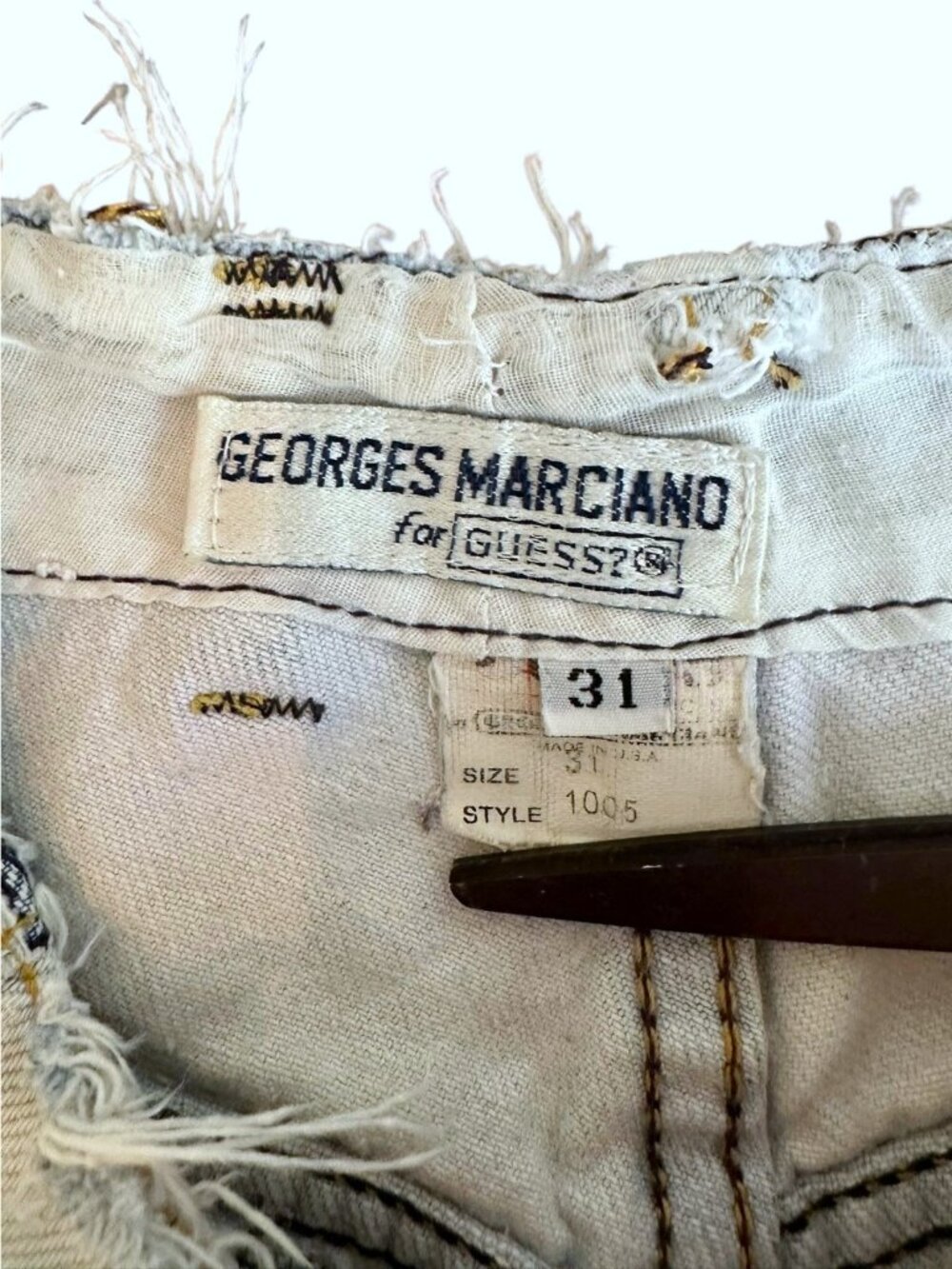 Vintage Guess Georges Marciano Light Blue High Rise Cutoff Denim Shorts Size 31 - Picture 5 of 5